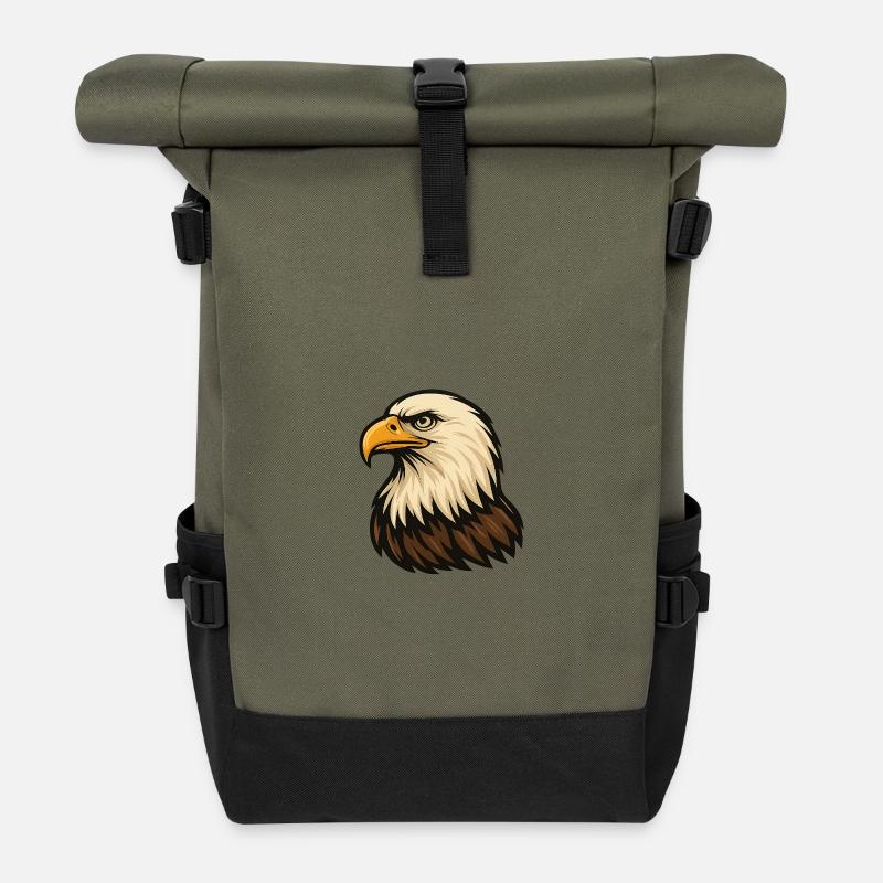 Adlerkopf - Rolltop Rucksack - Olive/Schwarz
