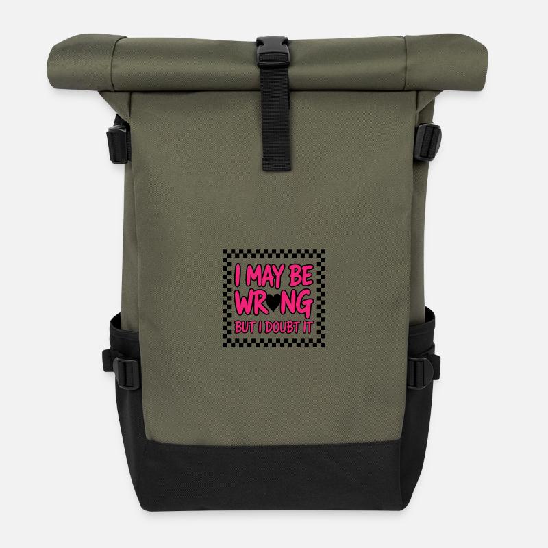 Texte d’humour effronté avec un style confiant - Sac à dos roll top - olive/noir