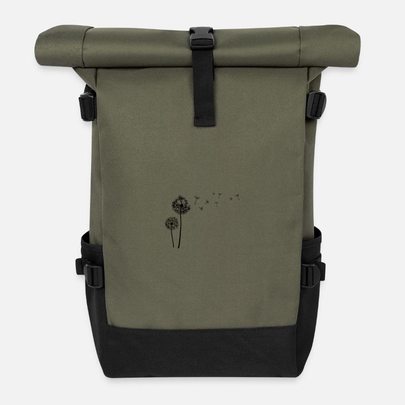 Beautiful dandelion dandelion - Roll Top Backpack - olive/black