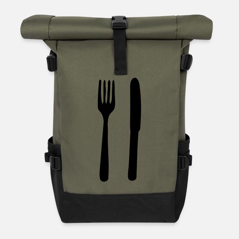 Couverts simples - Roll Top Backpack - olive/black