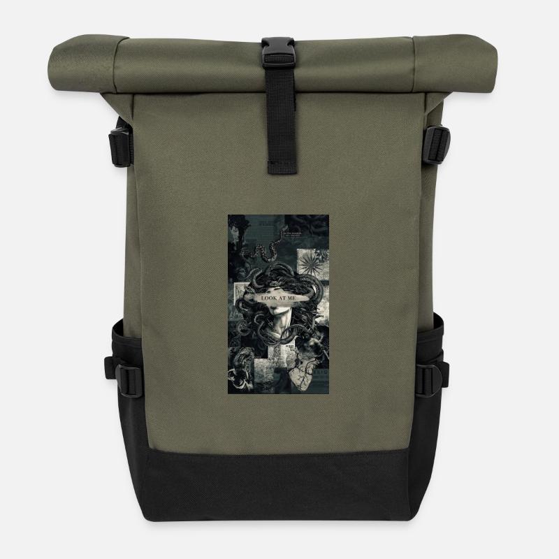 Medusa Reborn | Dark Gothic Art  - Roll Top Backpack - olive/black