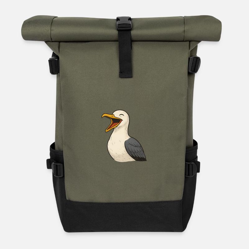 Lachende_Moewe - Sac à dos roll top - olive/noir