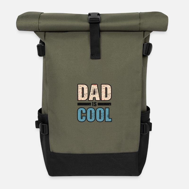 Dad is cool - Rolltop Rucksack - Olive/Schwarz