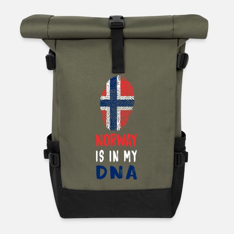 Norwegen ist in meiner DNA Design / Geschenkidee - Rolltop Rucksack - Olive/Schwarz