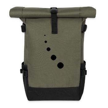 Punkte Dekor Bogen - Rolltop Rucksack - Olive/Schwarz - Vorne