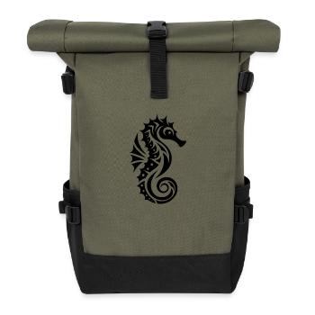 Schwimmtraining Wasser Seepferdchen - Rolltop Rucksack - Olive/Schwarz - Vorne