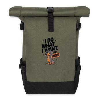 I Do What I Want I Am A Dachshund - Rolltop Rucksack - Olive/Schwarz - Vorne