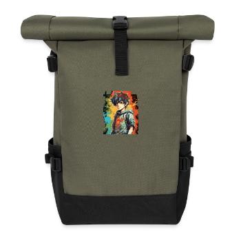 Anime Boy - Rolltop Rucksack - Olive/Schwarz - Vorne