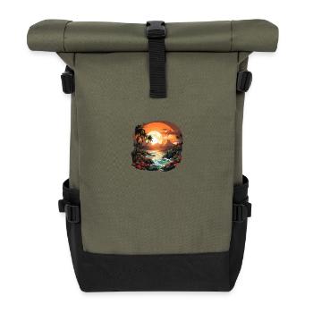 Tropical - Roll Top Backpack - olive/black - Front
