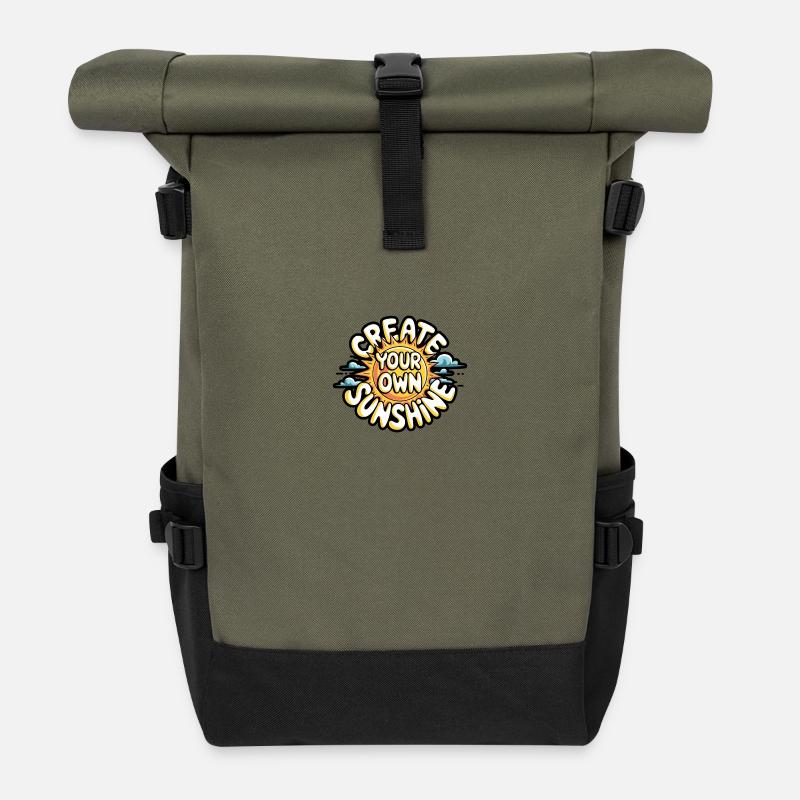 Create Your Own Sunshine – Strahlende Sonne - Rolltop Rucksack - Olive/Schwarz