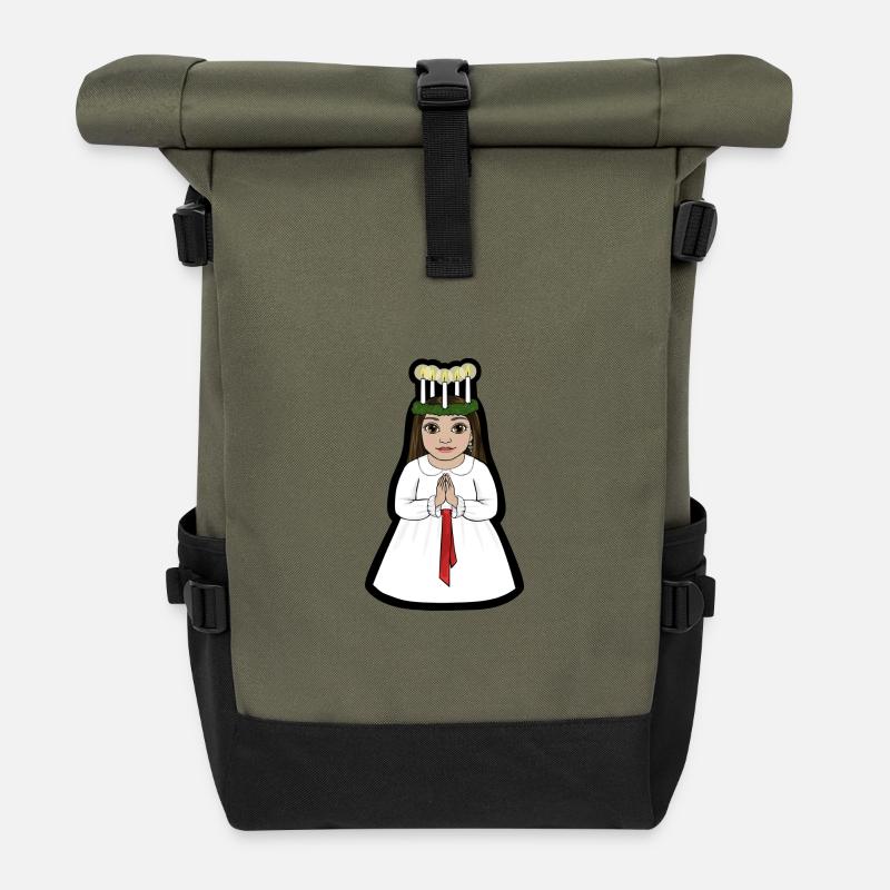 Lucia Leila - Roll Top Backpack - olive/black