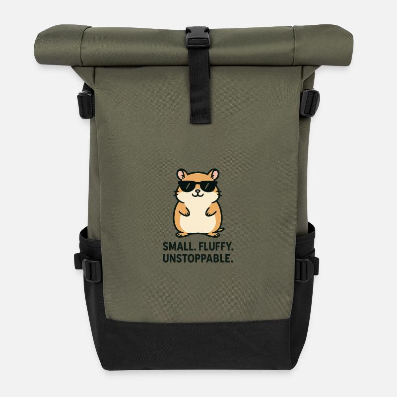 Kleiner Trendsetter Hamster mit Sonnenbrille - Rolltop Rucksack - Olive/Schwarz