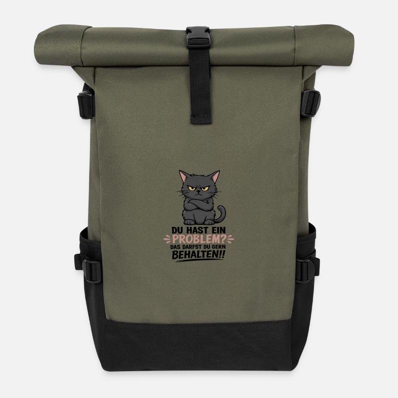 Du hast ein Problem, das darfst du behalten - Rolltop Rucksack - Olive/Schwarz