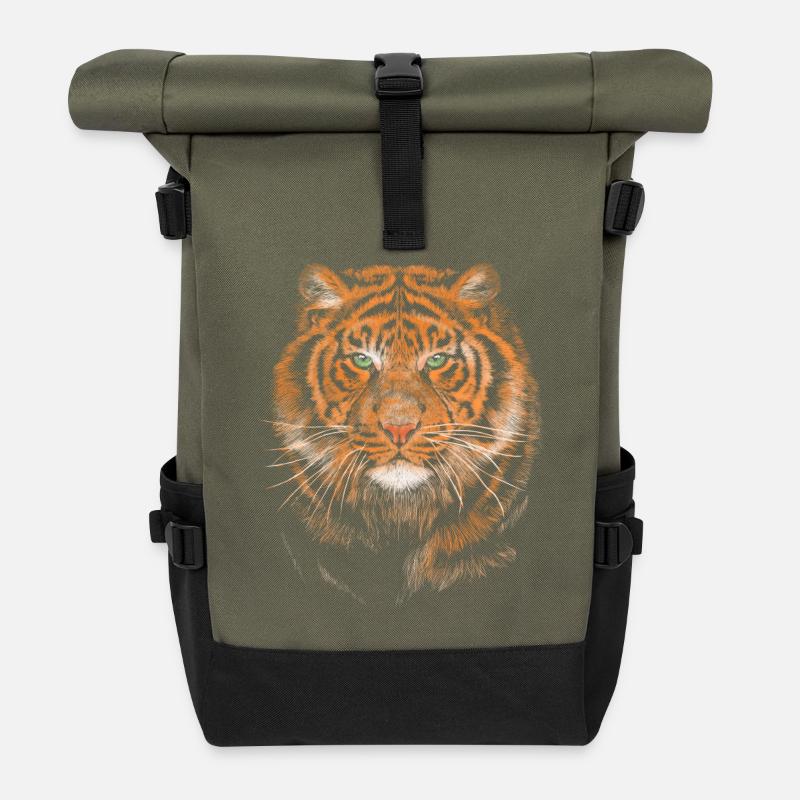 Tiger - Roll Top Backpack - olive/black