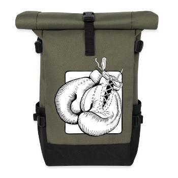 Boxhandschuhe - Rolltop Rucksack - Olive/Schwarz - Vorne