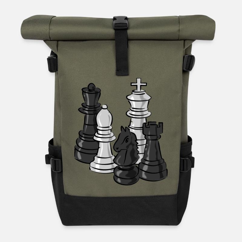 échecs - Sac à dos roll top - olive/noir