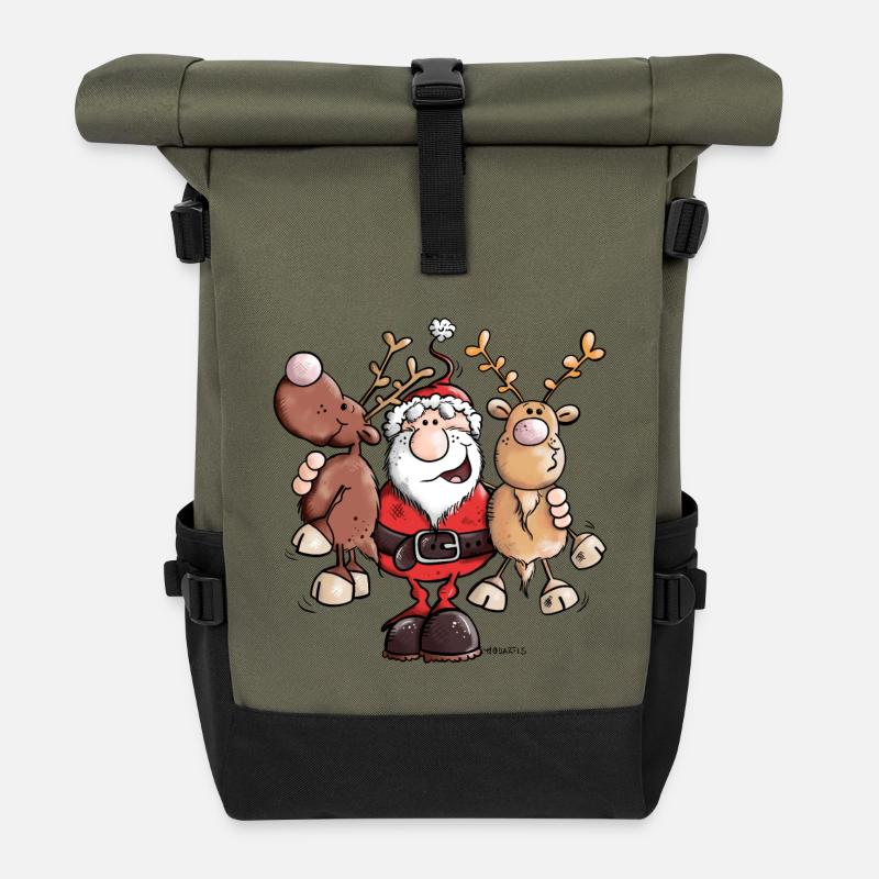 Père Noël câlins Rennes - Sac à dos roll top - olive/noir