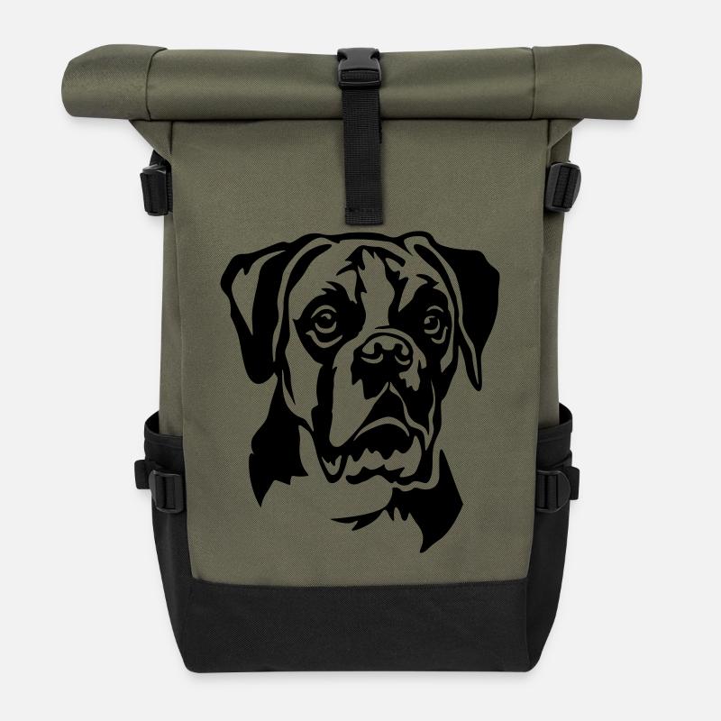Boxer Kopf - Rolltop Rucksack - Olive/Schwarz