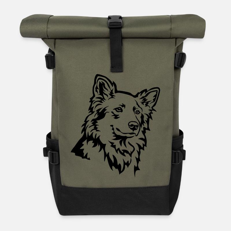 Harzer Fuchs Kopf - Rolltop Rucksack - Olive/Schwarz