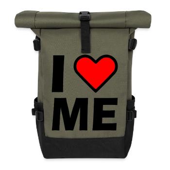 I love me - Rolltop Rucksack - Olive/Schwarz - Vorne