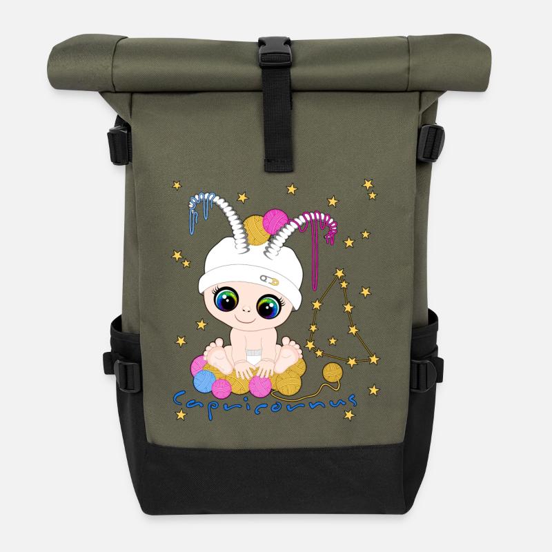 sternzeichen_capricornus - Sac à dos roll top - olive/noir
