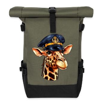 Giraffen Polizist - Rolltop Rucksack - Olive/Schwarz - Vorne