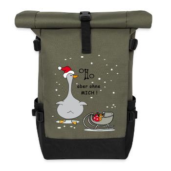 OH HO, Weihnachtsgans - Rolltop Rucksack - Olive/Schwarz - Vorne
