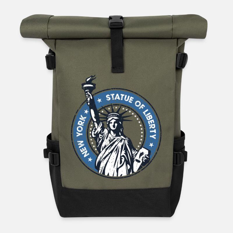 Icône du cercle de la liberté - Sac à dos roll top - olive/noir