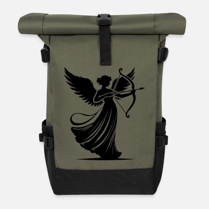 klassischer Engel,der Liebespfeile verschießt - Rolltop Rucksack - Olive/Schwarz