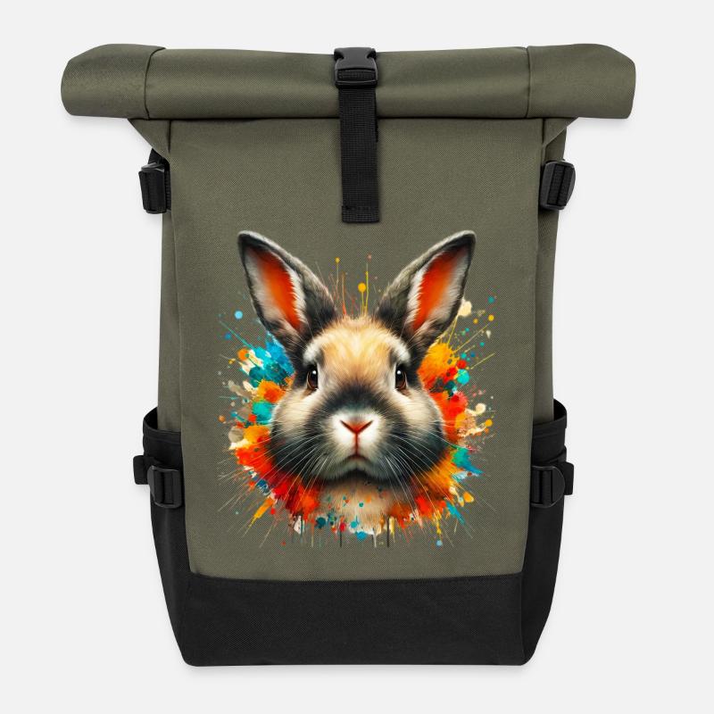Kaninchen - Rolltop Rucksack - Olive/Schwarz
