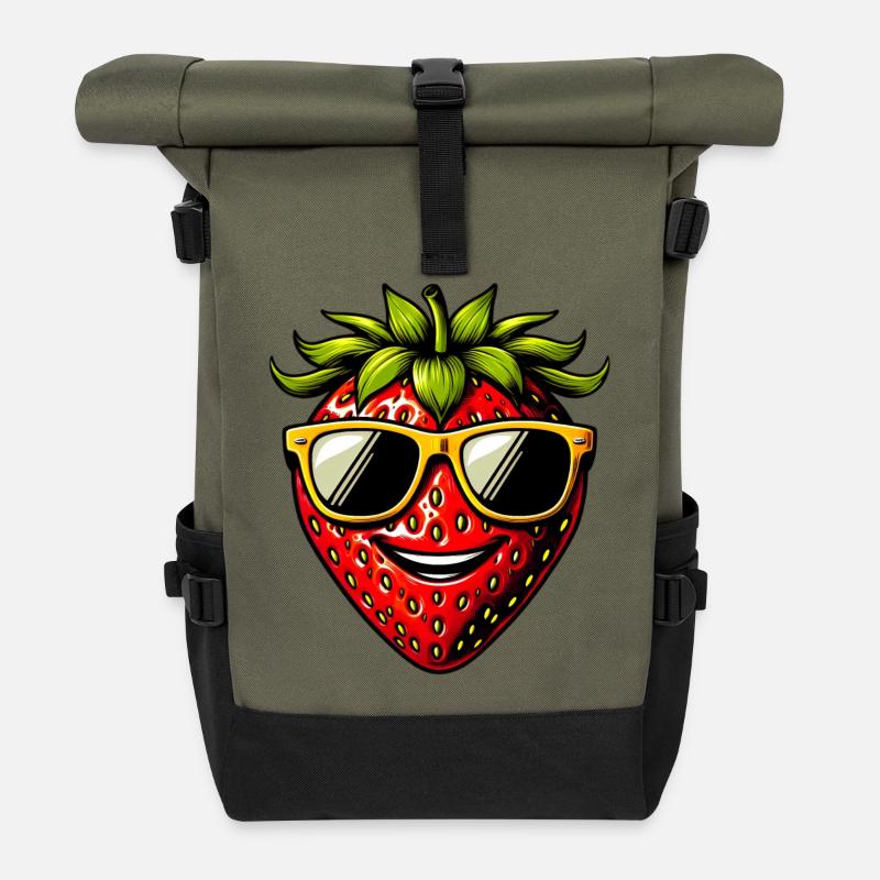 Erdbeeren Erdbeeren - Rolltop Rucksack - Olive/Schwarz