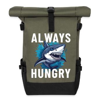 Always hungry shark - Roll Top Backpack - olive/black - Front