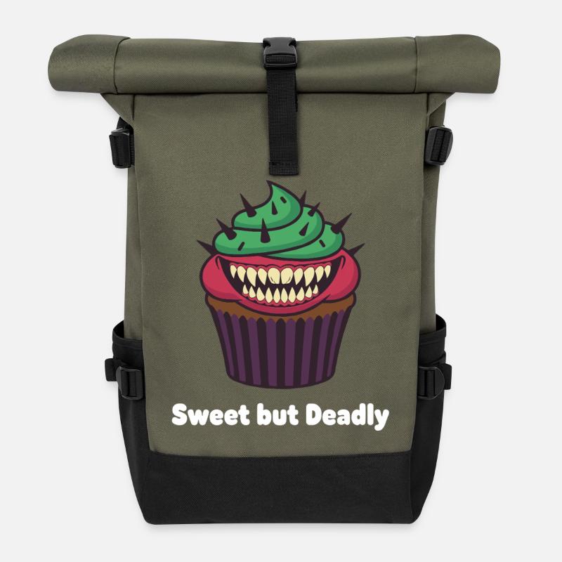 Sweet but Deadly Cupcake - Rolltop Rucksack - Olive/Schwarz