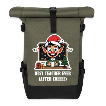 Lehrer Weihnachten – Bester Lehrer nach dem Kaffee - Rolltop Rucksack - Olive/Schwarz - Vorne