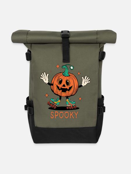 Spooky Halloween - Rolltop Rucksack - Olive/Schwarz