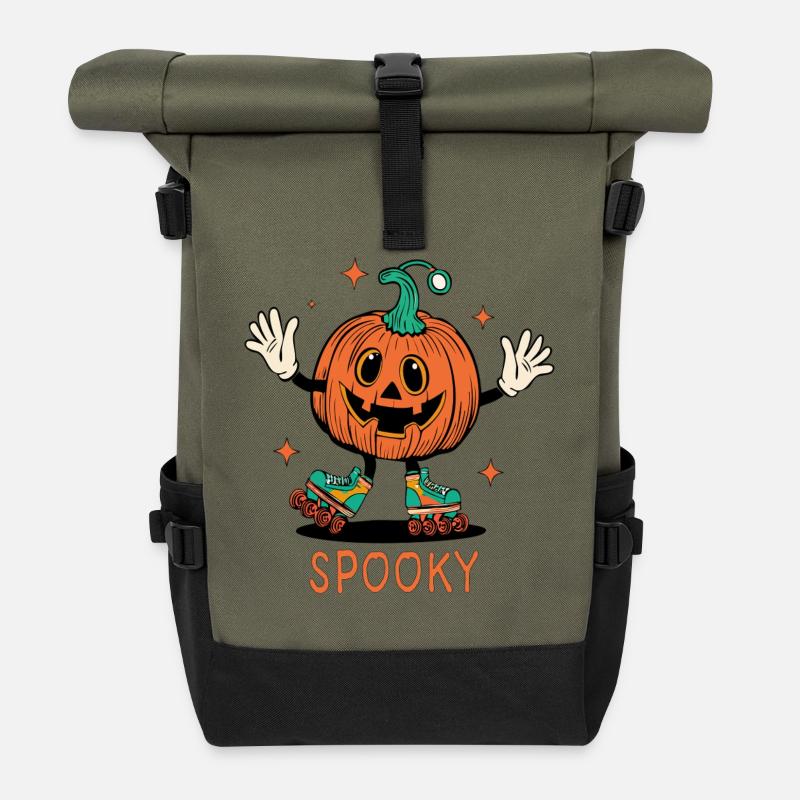 Spooky Halloween  - Rolltop Rucksack - Olive/Schwarz