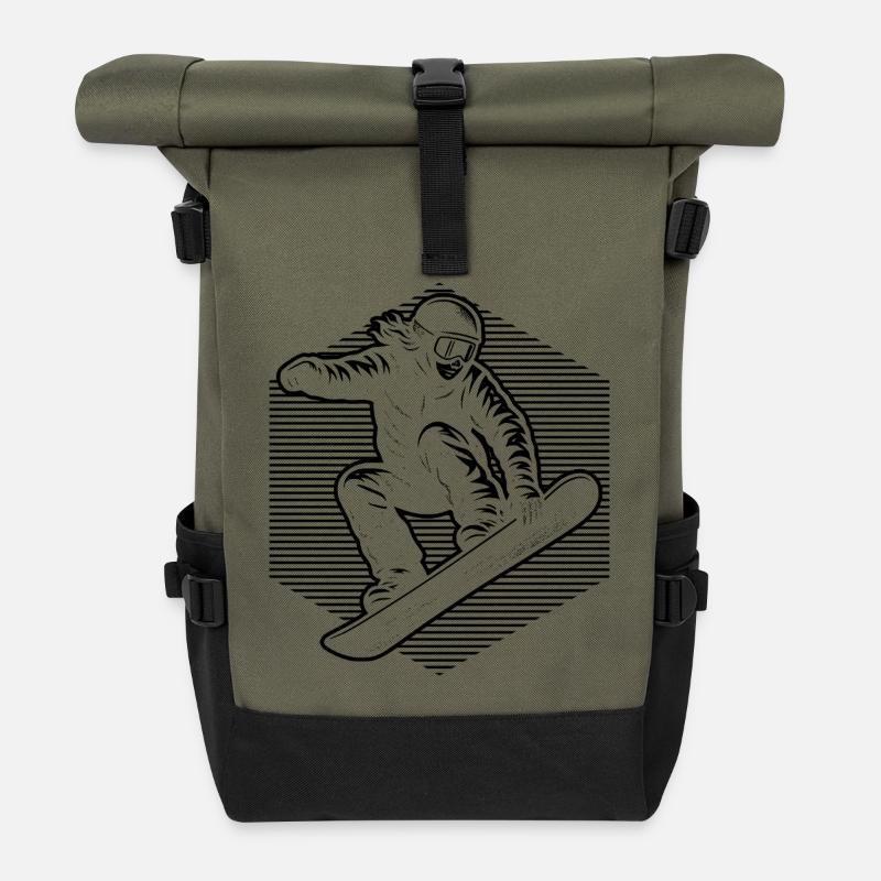 Snowboarder Design - Rolltop Rucksack - Olive/Schwarz