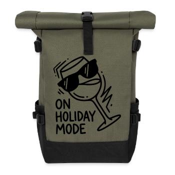 Holiday Mode Wine Glass - Holiday Mode - Roll Top Backpack - olive/black - Front