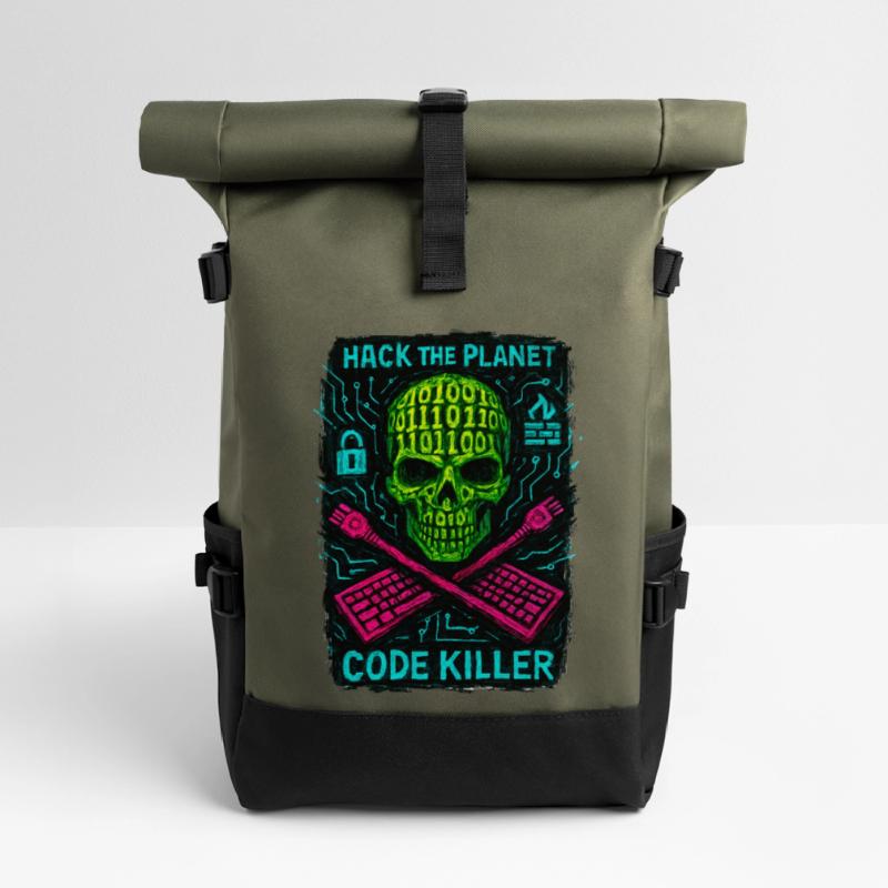 Hack the Planet Code Killer - Cyber Security Roll Top Backpack