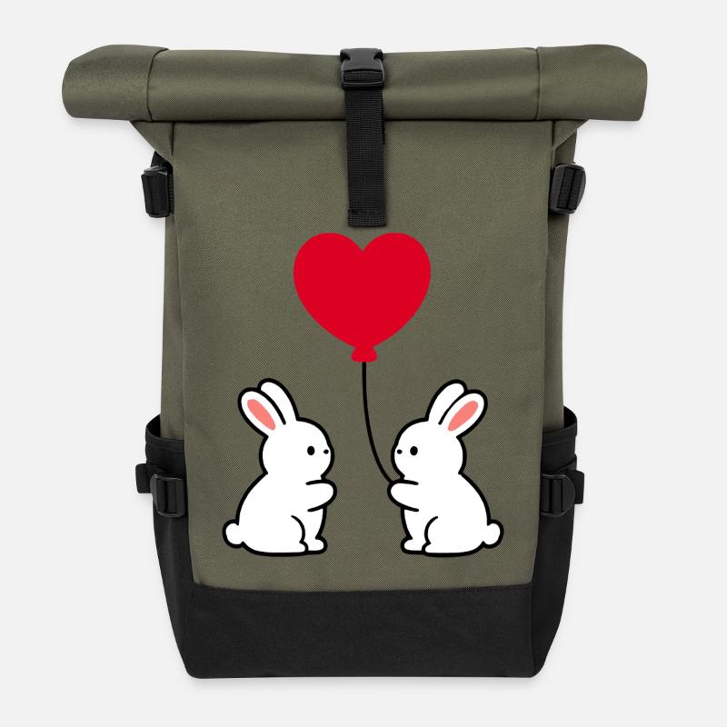 Valentinstag Rotes Herz, Valentinstag - Rolltop Rucksack - Olive/Schwarz