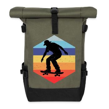 I love skateboarding cool motif for skaters - Roll Top Backpack - olive/black - Front