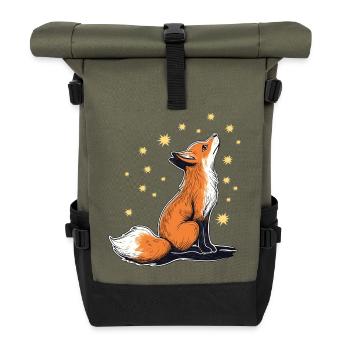 Fuchs und Sterne - Rolltop Rucksack - Olive/Schwarz - Vorne