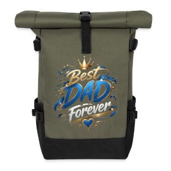 Bestes Papa Forever Kronen-Design - Rolltop Rucksack - Olive/Schwarz - Vorne