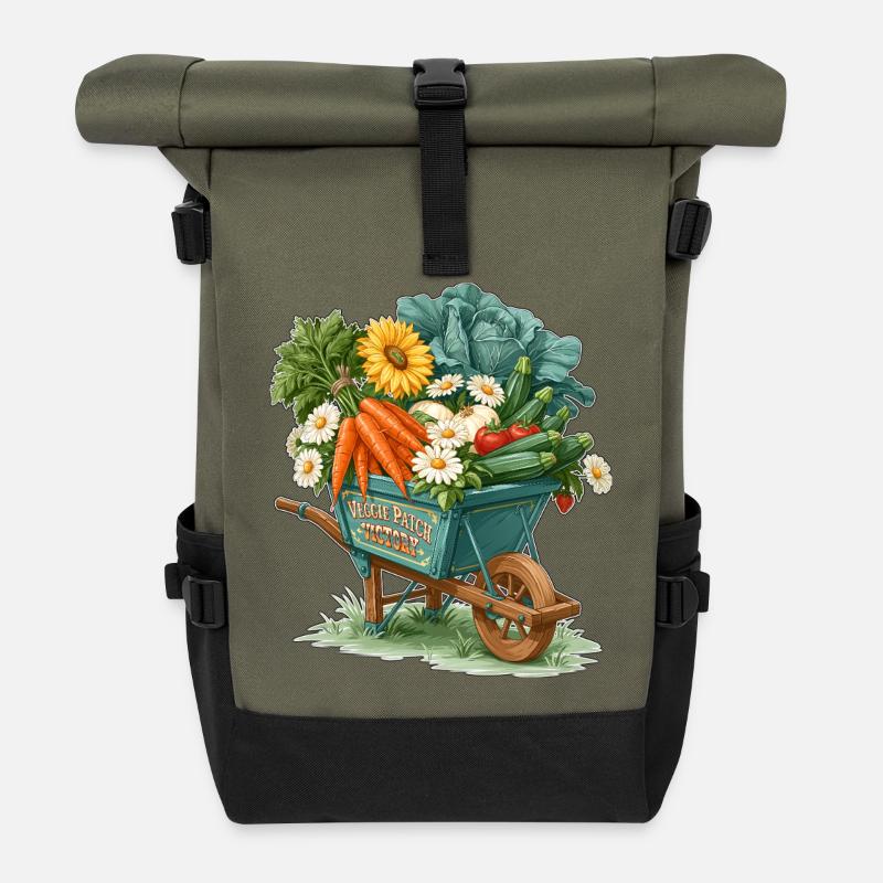Veggie Patch Victory Garden Schubkarre - Rolltop Rucksack - Olive/Schwarz