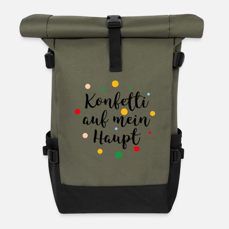 Konfetti auf mein Haupt - Rolltop Rucksack - Olive/Schwarz