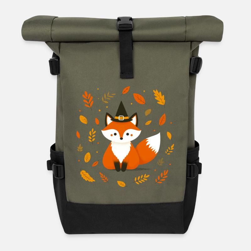 Halloween Fuchs - Rolltop Rucksack - Olive/Schwarz