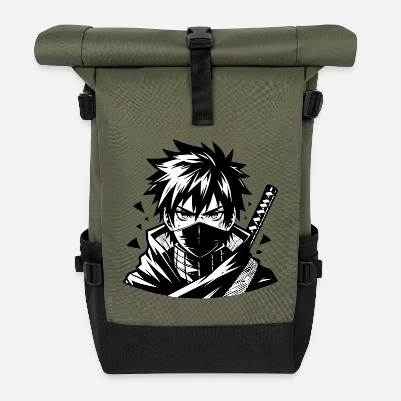 Manga Style Ninja - Sac à dos roll top - olive/noir