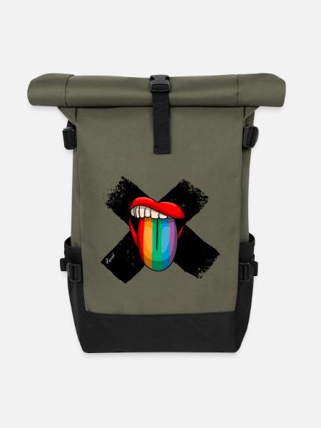 Zungeraus Statement - Rolltop Rucksack - Olive/Schwarz