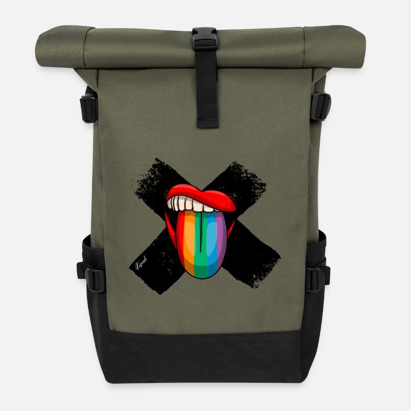 Zungeraus Statement - Rolltop Rucksack - Olive/Schwarz