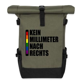 kein millimeter nach rechts - Rolltop Rucksack - Olive/Schwarz - Vorne